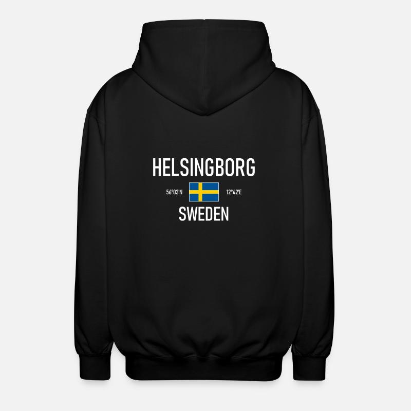 Helsingborg - Sweden Sverige Flag Coordinates - Unisex Hooded Jacket - black