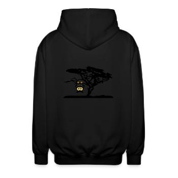 Eule Kopfüber Baum Hängen Different - Unisex Kapuzenjacke - Schwarz - Hinten - AI Model Male 185 light (185cm)