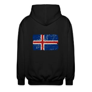 Iceland Vintage Flag - Veste à capuche unisexe - noir - Dos - AI Model Male 185 light (185cm)