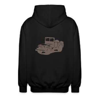 US Jeep Willys 2 - Unisex Kapuzenjacke - Schwarz - Hinten - AI Model Male 185 light (185cm)