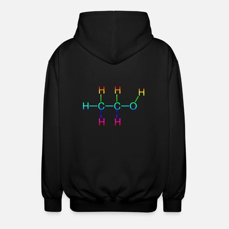 Ethanol Alcohol structural formula - Unisex Hooded Jacket - black