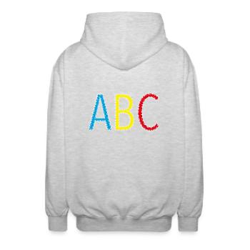 ABC- Schulstart, Schulkind - Unisex Kapuzenjacke - Hellgrau meliert - Hinten - AI Model Male 185 light (185cm)