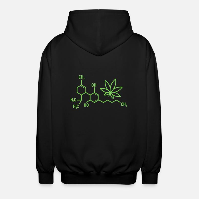 THC Formula with Cannabis Leaf - Unisex Hooded Jacket - black