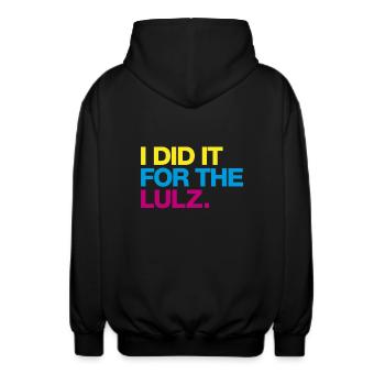 I did it for the lulz - Unisex Hooded Jacket - black - Back - AI Model Male 185 light (185cm)
