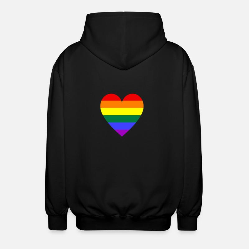 Regenbogen Herz - Unisex Kapuzenjacke - Schwarz