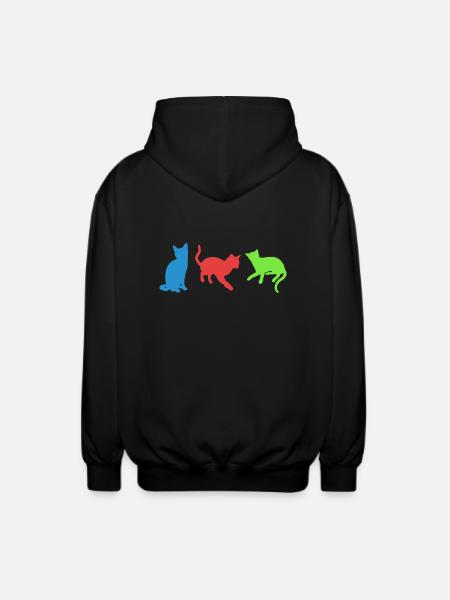 cats - Unisex Hooded Jacket - black