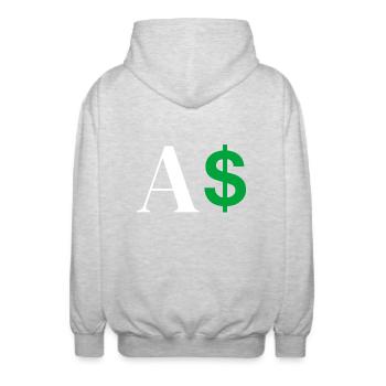 Dollar-Buchstabe - Unisex Kapuzenjacke - Hellgrau meliert - Hinten - AI Model Male 185 light (185cm)