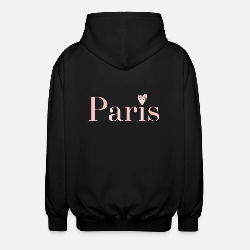 Parigi in rosa con cuore sulla I - Felpa unisex con cappuccio - nero