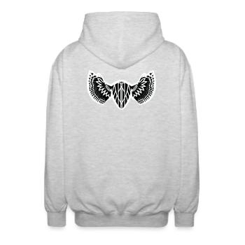 The Mystical Winged Ancient Shield - Unisex Hooded Jacket - light heather grey - Back - AI Model Male 185 light (185cm)