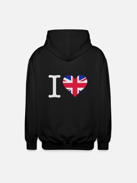 J'aime le Royaume-Uni - Veste à capuche unisexe - noir
