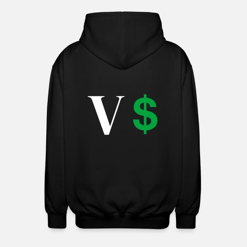 Buchstabe v Dollar - Unisex Kapuzenjacke - Schwarz