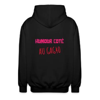 HUMOUR COTÉ AU GAG 40 ! - Veste à capuche unisexe - noir - Dos - AI Model Male 185 light (185cm)