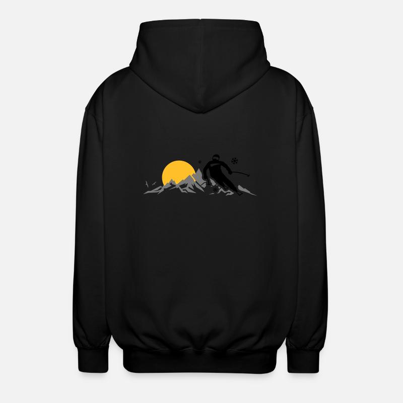 Winter - Skifahrer Berge - Unisex Kapuzenjacke - Schwarz