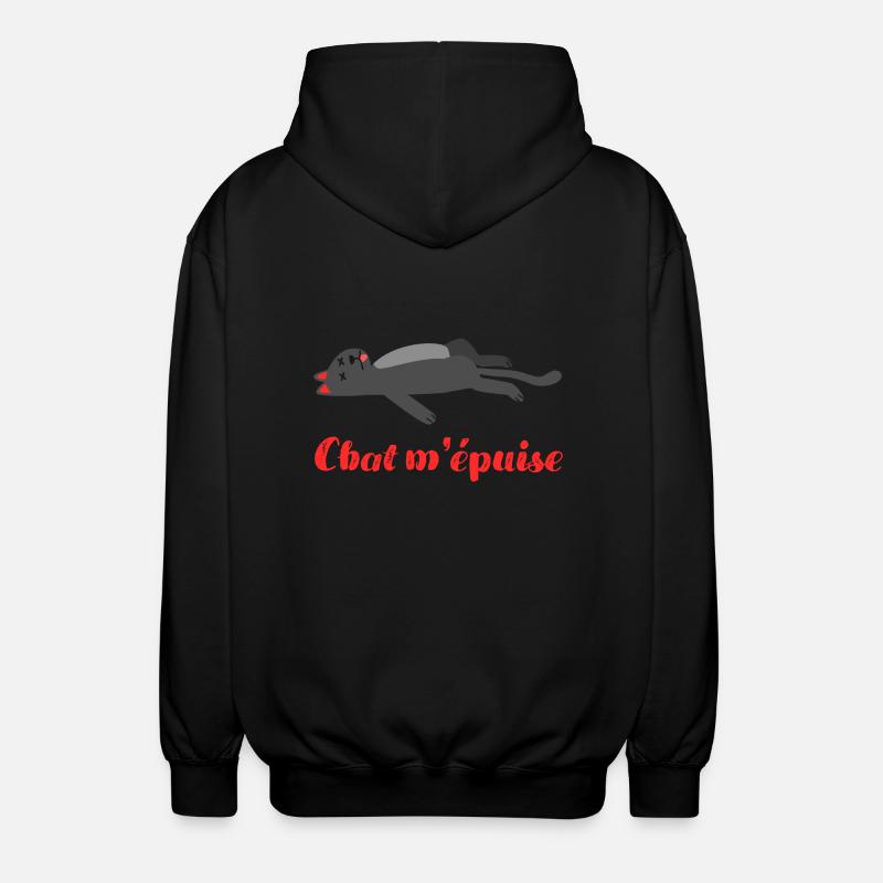 Chat m épuise humour chat - Veste à capuche unisexe - noir