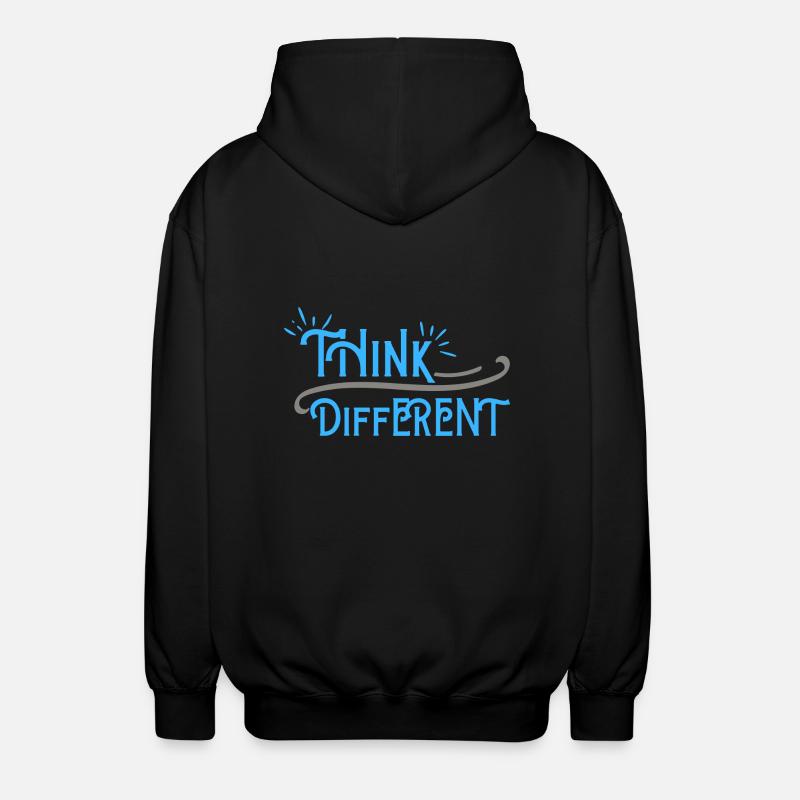 Think Differnet Blue Grey Design - Unisex Hooded Jacket - black