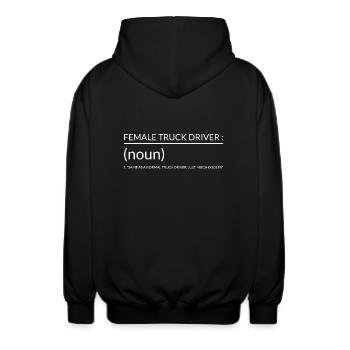 Female truck driver - Unisex Hooded Jacket - black - Back - AI Model Male 185 light (185cm)
