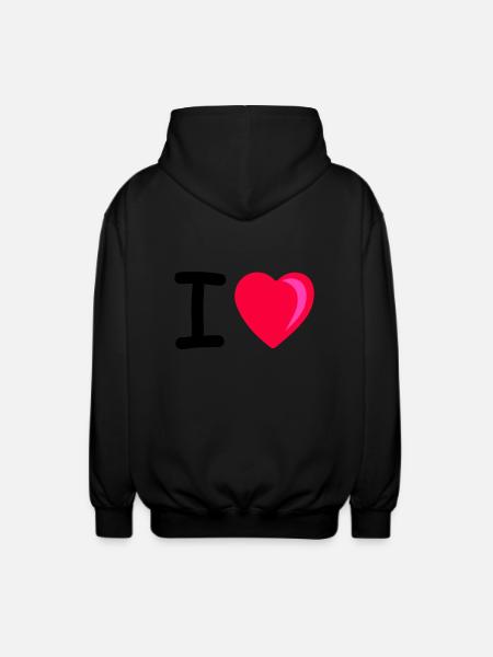 I heart - Unisex Hooded Jacket - black