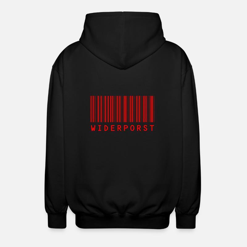 Widerporst Barcode (red print) - Unisex Kapuzenjacke - Schwarz