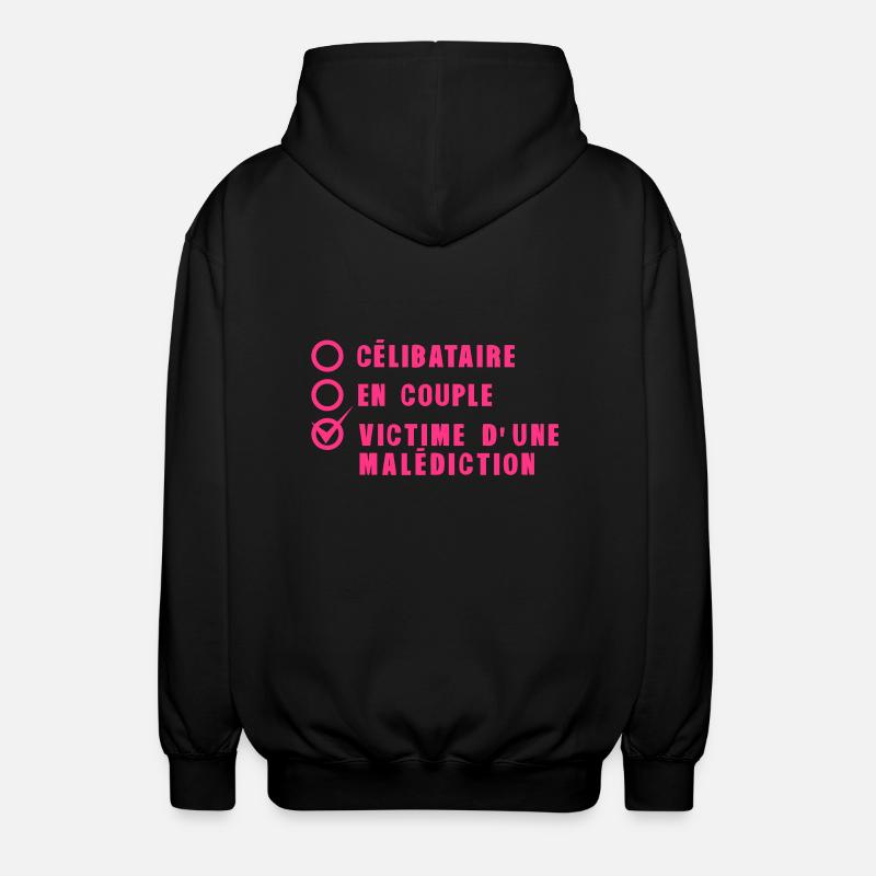 celibataire couple malediction amour - Veste à capuche unisexe - noir