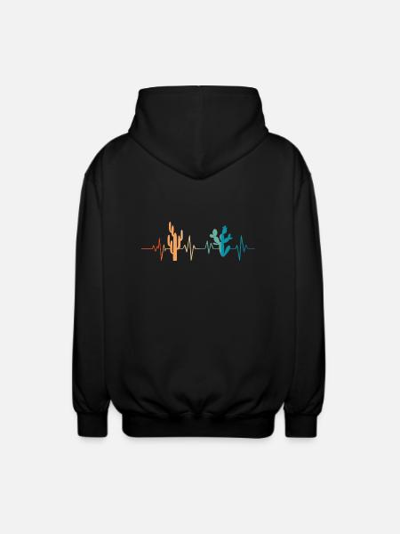 Kaktus Herzschlag - Geschenkidee - Unisex Kapuzenjacke - Schwarz
