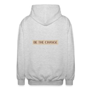 Sei die Veränderung - Unisex Kapuzenjacke - Hellgrau meliert - Hinten - AI Model Male 185 light (185cm)