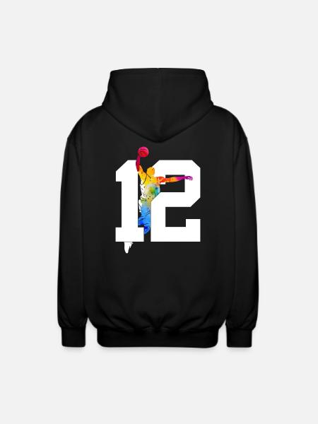 NUMBER 12 BASKETBALL 12TH BIRTHDAY - Unisex Hooded Jacket - black