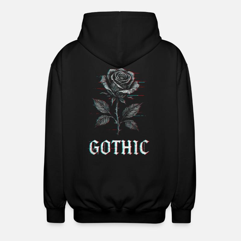 Gothic Rose with Glitch Effect - Unisex Hooded Jacket - black