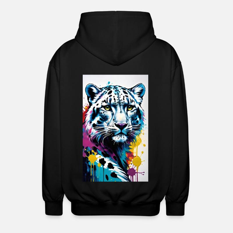 Schneeleopard | Leopard | Raubtier - Unisex Kapuzenjacke - Schwarz