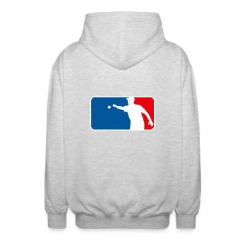 Pétanque Boule Logo Major League USA France Style - Veste à capuche unisexe - gris clair chiné - Dos - AI Model Male 185 light (185cm)