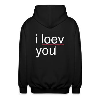 ich liebe dich Fehler - Unisex Kapuzenjacke - Schwarz - Hinten - AI Model Male 185 light (185cm)