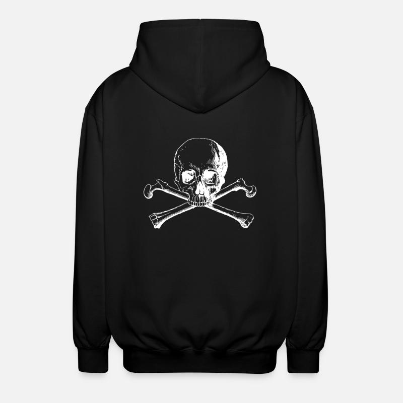 Totenkopf mit Knochenkreuz - Unisex Kapuzenjacke - Schwarz