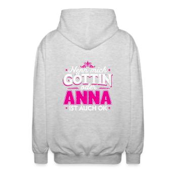 ANNA - Göttin - Unisex Kapuzenjacke - Hellgrau meliert - Hinten - AI Model Male 185 light (185cm)