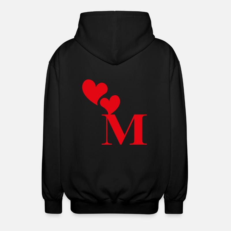 Buchstabe m rotes Herz - Unisex Kapuzenjacke - Schwarz