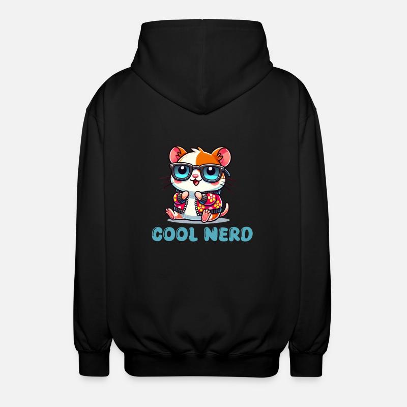 hamster comic cool nerd - Unisex Hooded Jacket - black