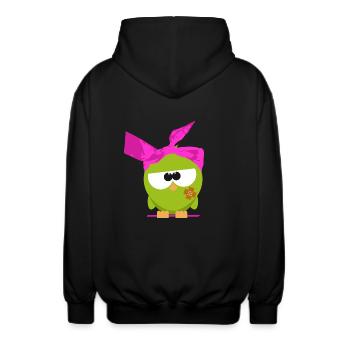 Birdie with headscarf - Unisex Hooded Jacket - black - Back - AI Model Male 185 light (185cm)