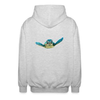 turtle schildkroete tiere animals10 - Unisex Kapuzenjacke - Hellgrau meliert - Hinten - AI Model Male 185 light (185cm)