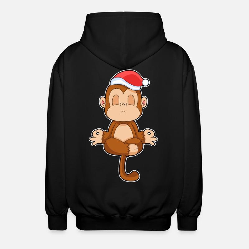Monkey Christmas Yoga - Unisex Hooded Jacket - black