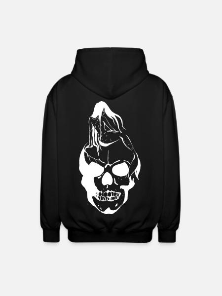 Mermaid on Skull - Unisex Hooded Jacket - black
