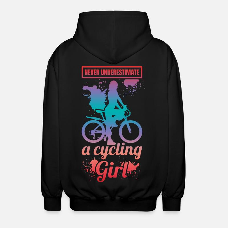 Unterschätze nie ein Radfahrer Mädchen - Unisex Kapuzenjacke - Schwarz