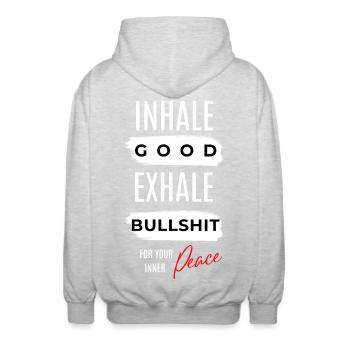 Inspirez bien Expirez des conneries en disant - Veste à capuche unisexe - gris clair chiné - Dos - AI Model Male 185 light (185cm)