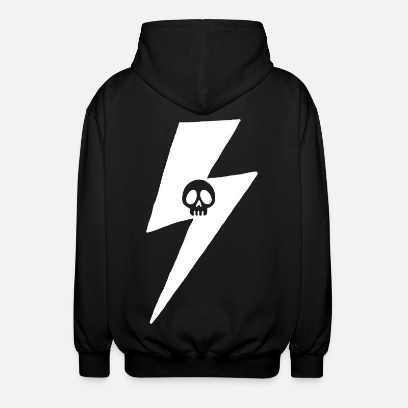 Skull and White Lightning - Unisex Hooded Jacket - black