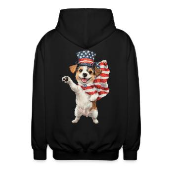 Hund - Unisex Kapuzenjacke - Schwarz - Hinten - AI Model Male 185 light (185cm)