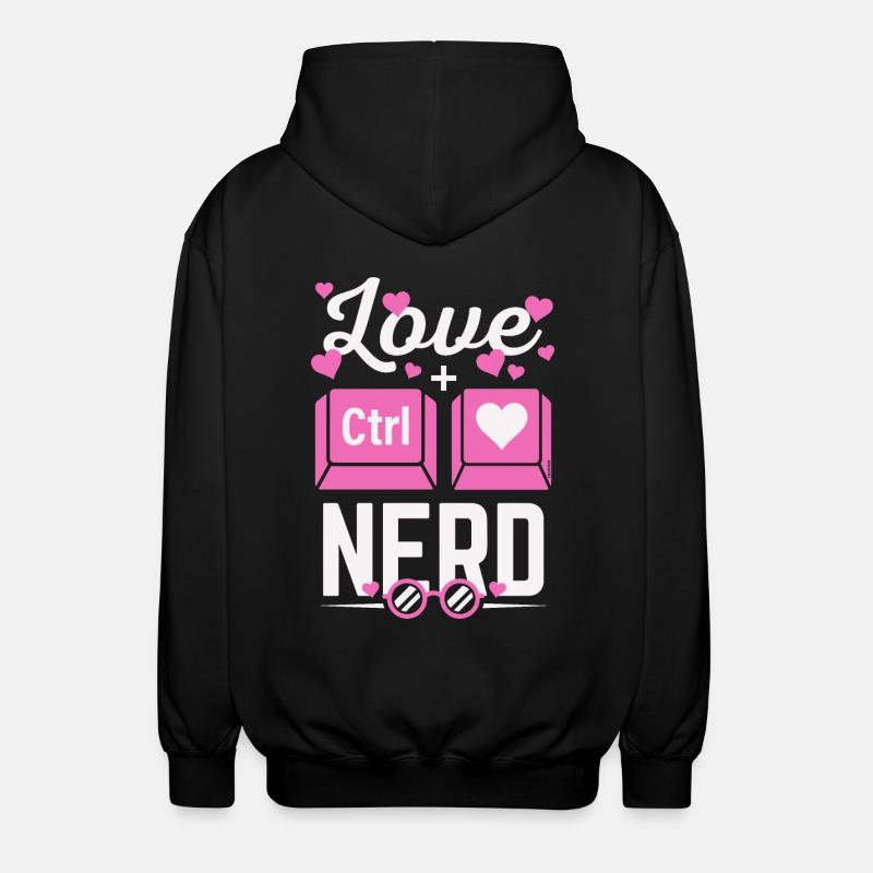 Love Nerd CTRL - Heart - Unisex Hooded Jacket - black