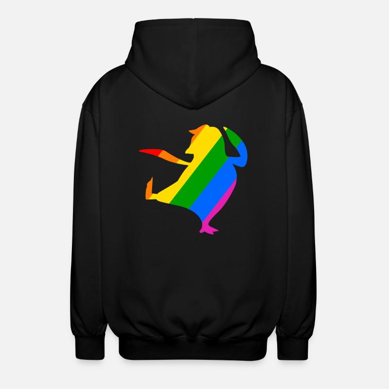 Rainbow Penguin Does Karate - Unisex Hooded Jacket - black