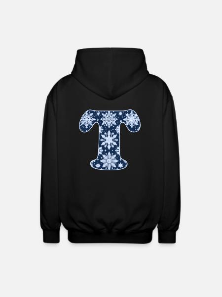 Letter T Snowflakes - Unisex Hooded Jacket - black