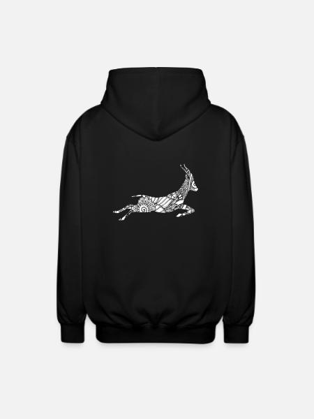 Gazelle Gazelle Floral Pattern - Unisex Hooded Jacket - black