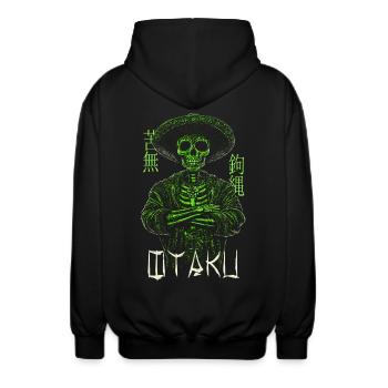Anime otaku - Unisex Hooded Jacket - black - Back - AI Model Male 185 light (185cm)