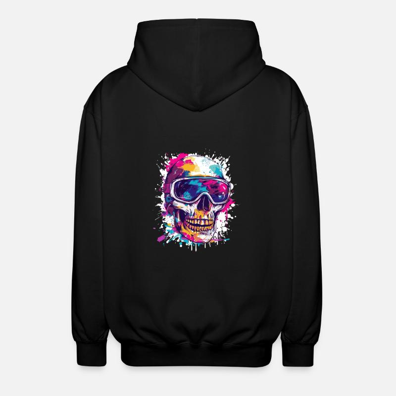 Ski Skull Ski Goggles - Unisex Hooded Jacket - black
