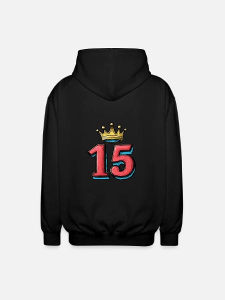 15 Zahl Krone - Unisex Kapuzenjacke - Schwarz