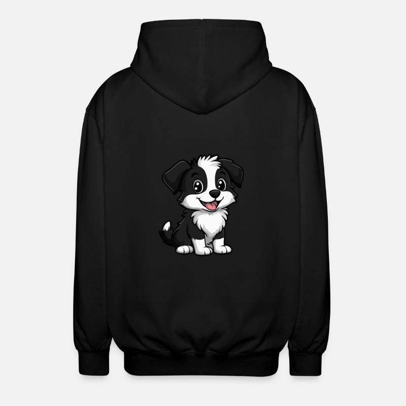 Border Collie Dog Cute - Unisex Hooded Jacket - black